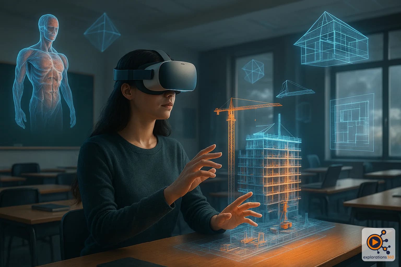 Sept exemples d'étudiants apprenant grâce à la réalité virtuelle